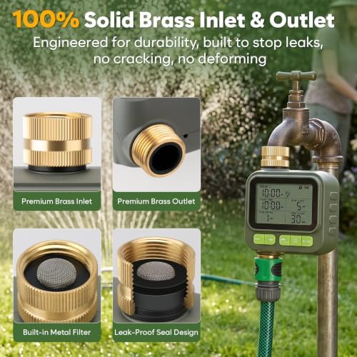 1 Zone Water Timer with Brass Inlet Outlet, Sprinkler Timer for Garden Hose - Image 3