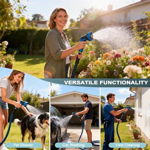 Garden Hose 50ft, Non-Expanding Water Hose Ultra Lightweight, Kink-Free Flexible Hose with 10-Pattern Nozzle, Durable & Abrasion Resistant Outdoor Hose for Yard, Lawn, Marine, RV, and Car Wash (50 FT) - Image 6