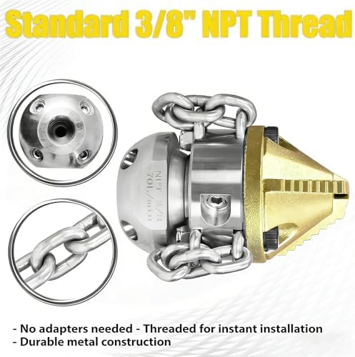 Anrain 3/8" NPT Sewer Jet Nozzle, 70L/min High-Pressure Drain Cleaner with Sharp Tip & Removable Chains, Compatible with 70L/min Pressure Washers for Pipe Blockages (Roots, Deposits) - Image 6
