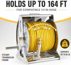 Garden Water Hose Reel with Hand Crank, 304 Stainless Steel Frame and Cover, Wall or Floor Installation, 50 m Capacity, Replaceable 1/2 Inch Hose for Garden and Patio 40m - Image 3
