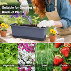 Window Box Planter 4 Packs, 17 Inches Rectangle Flower Pots with Drainage Holes & Trays, Pots for Vegetables, Herbs, Flowers, Garden Windowsill Balcony (Grey, 17 * 5.1 * 6 inch) - Image 4