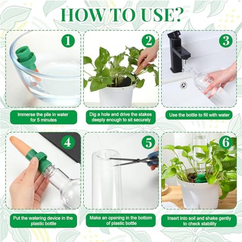SiliFine 8 Set Plant Watering Devices Include Self Watering Spikes and 26 oz Plastic Bottles Plant Waterer Devices with Adjustable Control Valve Switch Indoor Outdoor (Clear) - Image 5