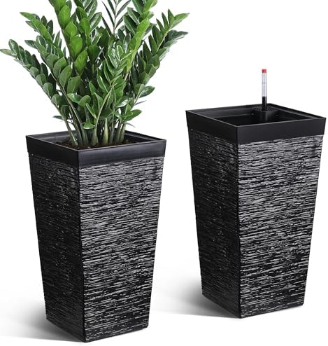Tall Outdoor Planters Set of 2, 22.5'' Planters for Outdoor Plants by STMHOM