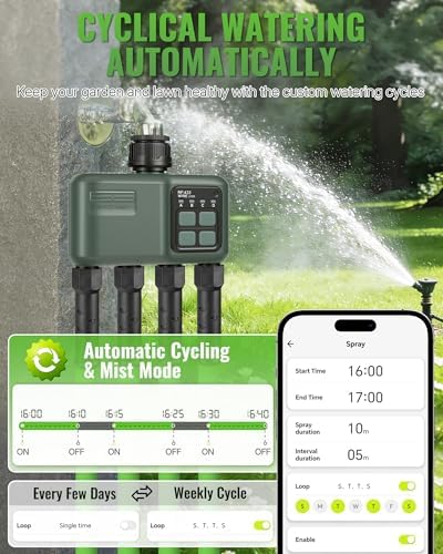 WiFi Water Timer for Garden Hose, Sprinkler Timer 4 Zone, Smart Hose Water with WiFi Irrigation Controller,Voice Control RF433 Automatic Irrigation System/Rain Delay/Manual Watering D34WT06 - Image 7