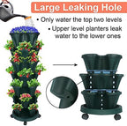 DUNCHATY Stackable Planter, Vertical Garden Planter with Wheels and Tools, Self Watering Strawberry Planter Indoor/Outdoor 7 Tier Herb Planter Pots for Growing Vegetables and Succulents,Pine Green - Image 4