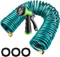 Pangda Expandable Coil Garden Hose 50 Ft with Spray Nozzle, Green by Pangda