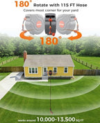 5/8 Inch 115FT Retractable Garden Hose Reel,Wall Mounted Retractable Hose Reel with 9-Pattern Nozzle, 180° Swivel Auto Rewind, Any Length Lock Water Hose Reel for Yard Garden Car Washing - Image 5