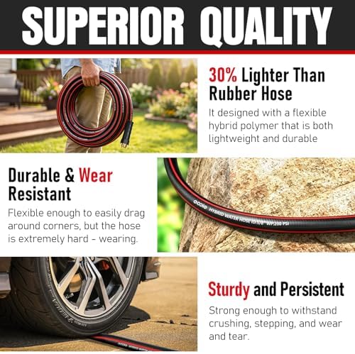 Heavy Duty Garden Hose 75ft, NON-EXPANDABLE Flexible Water Hose, Kink Resistant Lightweight Hybrid Hose, Leakproof Hose Male to Female Fittings - Image 6