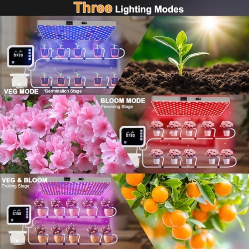 LED Grow Light with Automatic Watering System for Indoor Plants, Full Spectrum Plant Light with Remote Control, Stepless Dimmable Growing Lamps with 3 Lighting Modes for Seedlings Veg Bloom - Image 3