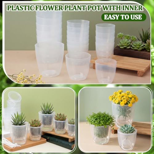 Self Watering Plant Pots, 3.5''/4.3''/5.1'', Transparent, 36 Pcs - Image 5