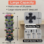 GameXcel Vertical Planter Tower - 7 Tier Stackable Garden Planters with Wheels and Tools Plant Pots for Strawberry Herb Flower and Vegetable Indoor Outdoor Use Dark Gray 2 Pack - Image 4