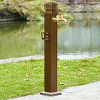 Vertical Square Water Column with Faucet, Decorative Garden Hose Stand, Floor-Mounted Dispenser Hydrant for Patio, Lawn & Backyard – Copper Red 2 by Unknown