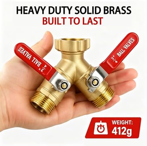 Garden Hose Splitter 2 Way, Heavy Duty Brass Full Flow Y Valve, 3/4" GHT - Image 6