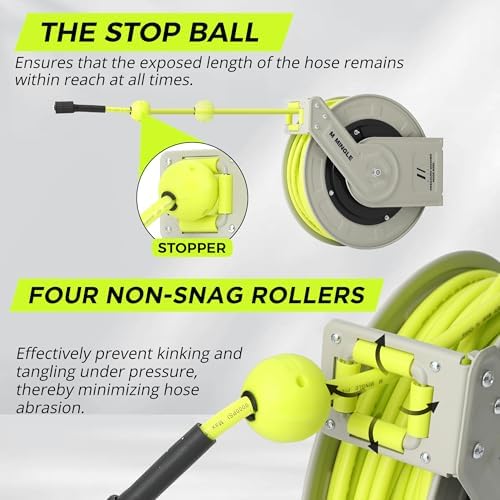 M MINGLE Retractable Pressure Washer Hose Reel, Pressure Washer Hose 50 FT x 1/4" - Image 5