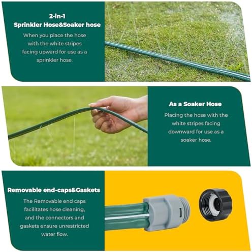 Sprinkler Soaker Hose 25ft 2Pack for Garden Lawn, Watering Pipe with Holes, High-Efficiency Water-Saving Garden Irrigation System, Drip Hose Sprinkler - Image 2