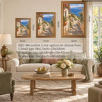 Stone Path Through Coastal Village Gold Framed Poster for Farmhouse Art - Image 2