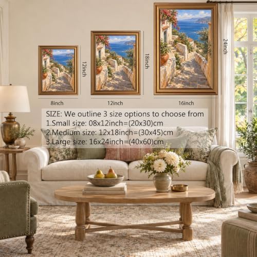 Stone Path Through Coastal Village Gold Framed Poster for Farmhouse Art - Image 2
