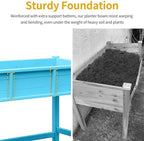 DWVO Raised Garden Bed HDPE with Wheels 47x18x31in Weather-Resistant Poly Wood Raised Planter Box Outdoor with Legs, Elevated Garden Bed for Patio Balcony Backyard, Blue - Image 4