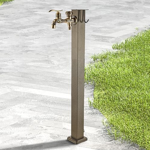 Antique Stainless Steel Garden Water Column with Faucet, Outdoor Anti-Freeze Floor Mount Water Tap with Garden Hose Holder Freestanding(B-96cm/37.8in) by Unknown