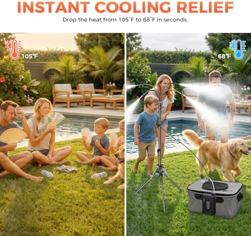 Portable Misting System with 15L Bucket, 10000mAh, 4.2FT Adjustable, Grey - Image 3