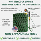 Garden Hose 75 ft, Lightweight, Sturdy Metal Nozzle 9 Spray, Heavy Duty, Leakproof Flexible Water Hose, Durable Multiple Layers, Solid Brass Connectors - Image 2