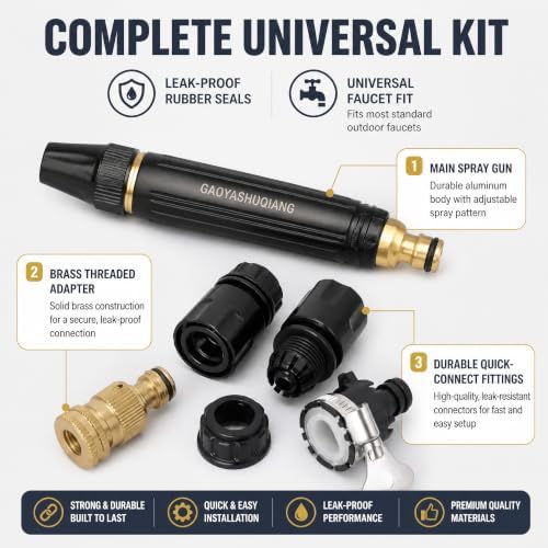 High Pressure Metal Hose Nozzle with 3Spray Modes, Fits US 3/4" GHT - Image 5