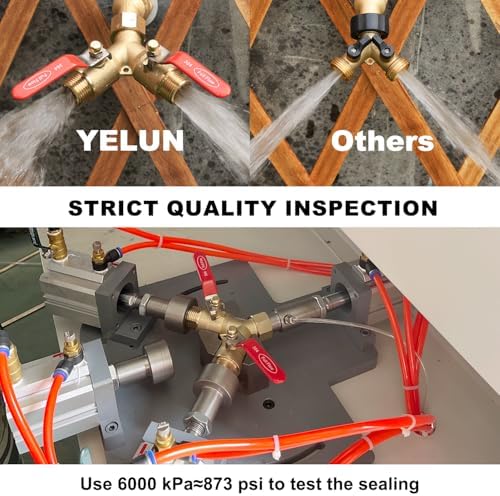 Garden Hose Splitter Full Flow Splitter No Restricted-Flow Connector Heavy Duty Brass Hose y Splitter, 2 way High Flow Hose Bib Adapter with Shut Off Valves (Long Handle) - Image 3