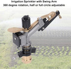 Brass Impact Sprinkler, DN25 1 Inch Heavy Duty Water Sprinkler Head Auto Rotating Large Area Misting Sprayer with Swing Arm Adjustable Agricultural Irrigation Sprayer for Yard Lawn - Image 5