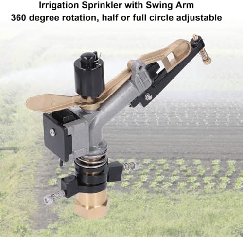 Brass Impact Sprinkler, DN25 1 Inch Heavy Duty Water Sprinkler Head Auto Rotating Large Area Misting Sprayer with Swing Arm Adjustable Agricultural Irrigation Sprayer for Yard Lawn - Image 5