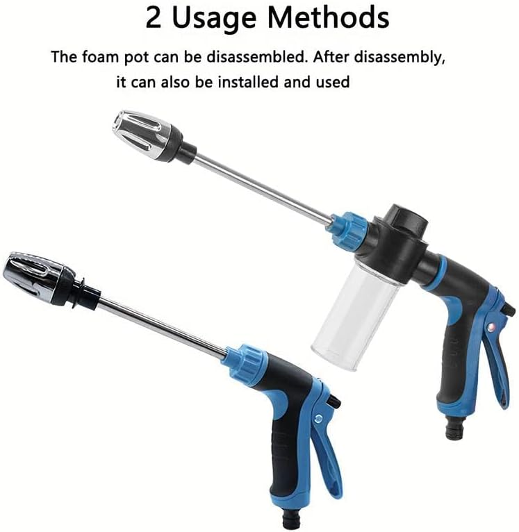 High Pressure Spray Gun & Foam Cannon 2-in-1-360° Adjustable Nozzle, Fits 3/4" US Garden Hose, for Car Washing, Pet Bathing, Yard Cleaning (Effortless Trigger Design) (green nozzle (without hose)) - Image 5
