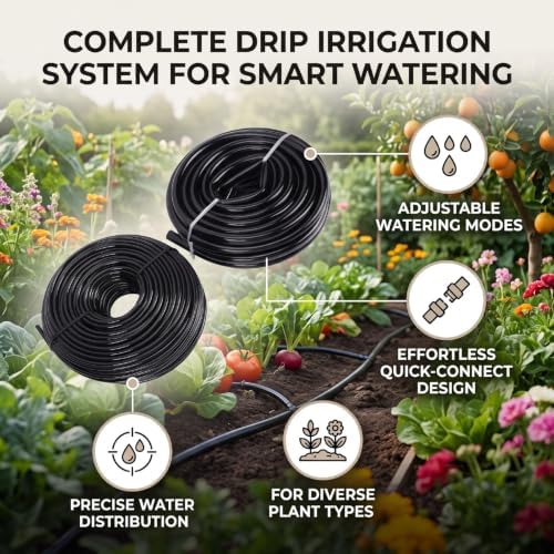 Luocute Drip Irrigation System, Adjustable Quick Connect Garden Watering Kit with 1/4 inch Tubing and Nozzles for Greenhouse Raised Beds Lawn Outdoor Plants - Image 3