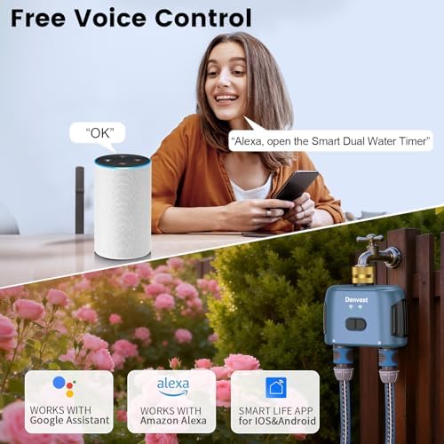 WiFi Water Timer for Garden Hose with Brass Inlet,Smart Hose Timer with WiFi Hub, APP & Voice Control,Up to 20 Watering Plans, 2-Zone Sprinkler Drip Irrigation System Controller for Yard Lawn Watering - Image 6