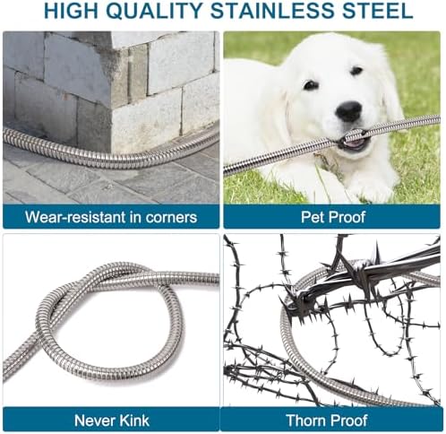 Metal Garden Hose 100 ft x 5/8 in OD with 10 Pattern Sprayer Nozzle, Stainless Steel Water Hose, Non Expandable Flexible Kink Resistant Heavy Duty Hose for Yard, Car Washing and Pet Bath - Image 6
