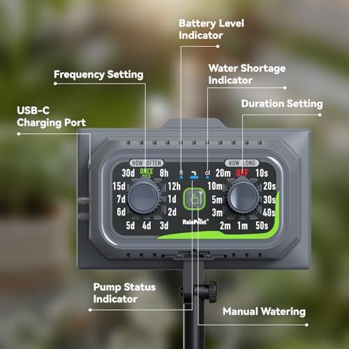 RAINPOINT Easy-Setup Solar,Rechargeable,USB-C Powered Automatic Drip Irrigation Kit System for Garden Outdoor/Indoor,Plant Waterer Device Balcony Patio Grow Tent Greenhouse Indoor Water 10-20 Plants - Image 5
