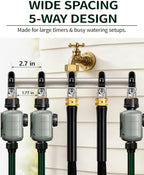 5-Way Garden Hose Splitter, Heavy-Duty Brass, 3/4" GHT, Black - Image 3