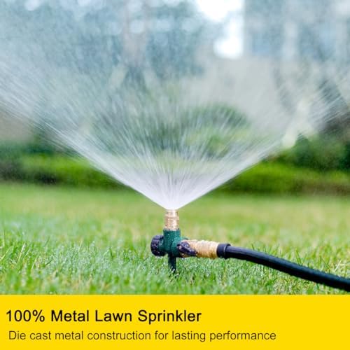 FANHAO 2 Pack Metal Lawn Sprinkler for Yard, Automatic Garden Water Sprinkler on Spike Base, Adjustable Irrigation System 360 Degree Large Area Coverage for Lawn Grass Patio Garden Irrigation - Image 2