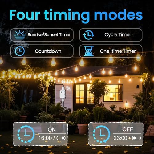 Outdoor WiFi Smart Timer Switch, 16A Water Proof Box with APP Control, Compatible with Tuya Smart Life, for Pool Lighting Holiday Displays - Image 5