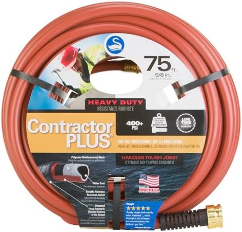 Swan ContractorPLUS Heavy Duty Watering Hose, 75' Length, 5/8" Diameter, 400+ PSI, Red by SwanHoses