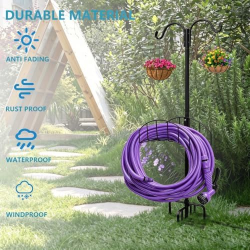 Garden Hose Holder 2 Pack with 7 Prong Base and Dual Shepherd Hooks - Image 6