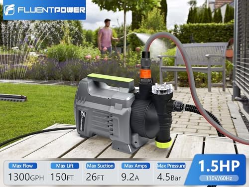 FLUENTPOWER 1.5HP 1300GPH Automatic Shallow Well Jet Pump with Prefilter - Image 3