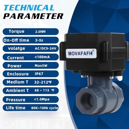 3/4" UPVC Motorized Ball Valve - 2 Wire Auto Return Electric Water Valve Normally Closed with Full Port, 110-230V AC Automatic Ball Valve With U.S.Plug, IP67 - Image 6