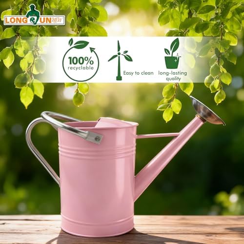 Galvanized Iron Watering Can for Indoor Plants, DIY Watering Cans for House Plant Garden Flower, Long Spout Water Can for Outdoor Watering Plants 6.44L 1.7Gallon (Pink) - Image 6