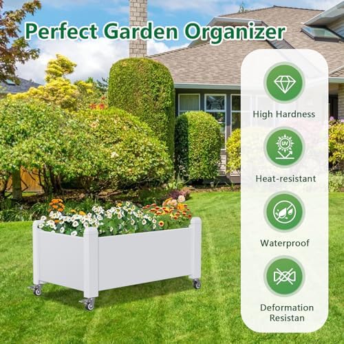 Elevated Raised Garden Bed with Legs,Outdoor Large Resin Patio Planter Box Stand Divisible with Drain Plug,Water Monitor for Plants Vegetables Flowers Fruits(Ashen) - Image 5