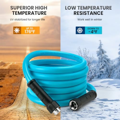 25FT RV Drinking Water Hose, 5/8" Food Grade Rubber Fresh Water Hose, Lead & BPA Free, Kink-Resistant, Leak-Free Potable Water Hose for RV, Camper, Trailer, Garden - Image 4