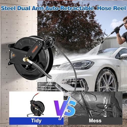 FIXFANS Pressure Washer Pivoting Coupler, Pressure Washer Hose Reel With Hose 3/8" X 50 FT - Image 6