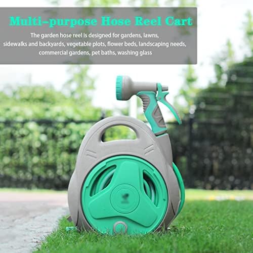 Hose Reel Cart Garden Hose Reels for Outside Retractable Handheld Outdoor Hose Reels, Hand Crank Hose Organiser, Compact Portable Hose Cart, with Water Gun (A Hose Cart+15m Pipe) - Image 2