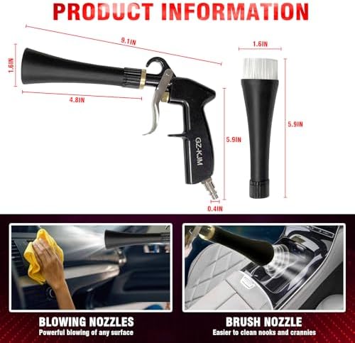 High Pressure Car Interior Spraying Washing Gun with 2 Set Nozzle Sprayer Connector Air Pulse Car Washing Equipment Tool (Upgrade-Dust blow gun) - Image 3