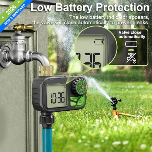 Sprinkler Timer Programmable Water Hose Timer with Rain Delay, Brass Inlet - Image 6