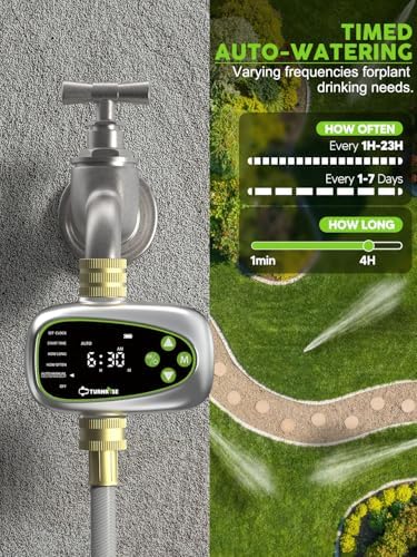 Sprinkler Controller with Soil Moisture Sensor: 1 Zone Water Timer for Garden Hose, Rain Delay & Brass Inlet Programmable Hose Timer, Automatic Drip Irrigation System for Yard Lawn Greenhouse - Image 2