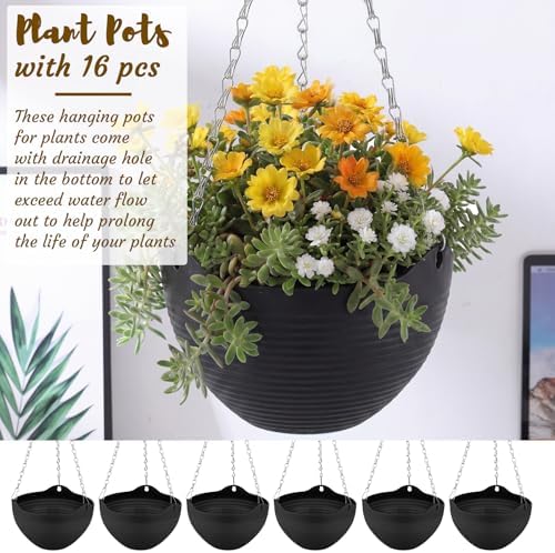 Zopeal 16 Pack 8" Black Self Watering Hanging Planters for Plants - Image 4